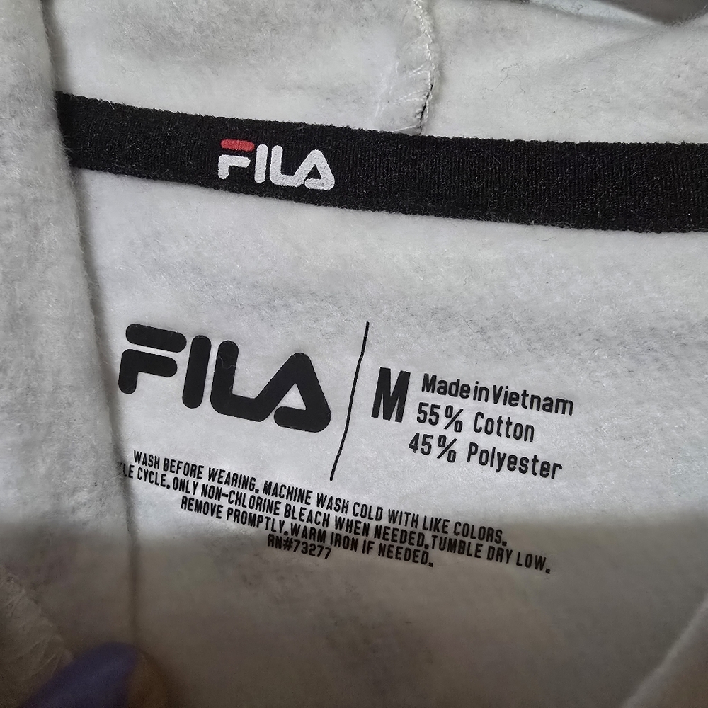 Fila Heritage Men's White Hoodie W Black Logo Pattern All Over - Size Medium - Picture 3 of 10